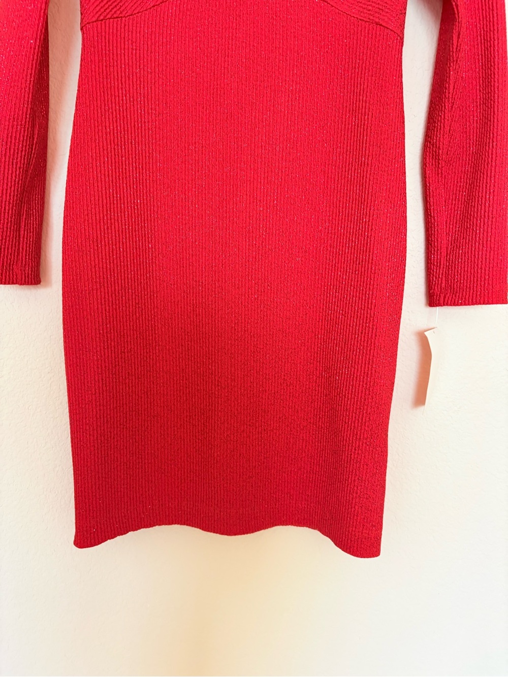 Shoshannana Red Mettalice knit Long Sleeves Bodycon Midi Dress 8 - Picture 9 of 9